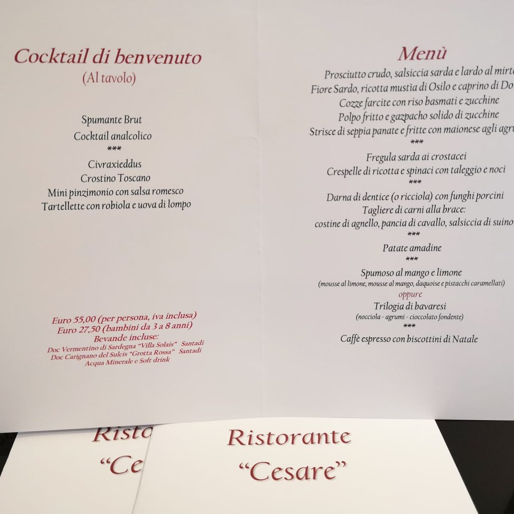 Menu natale 2021 Ristorante da CESARE